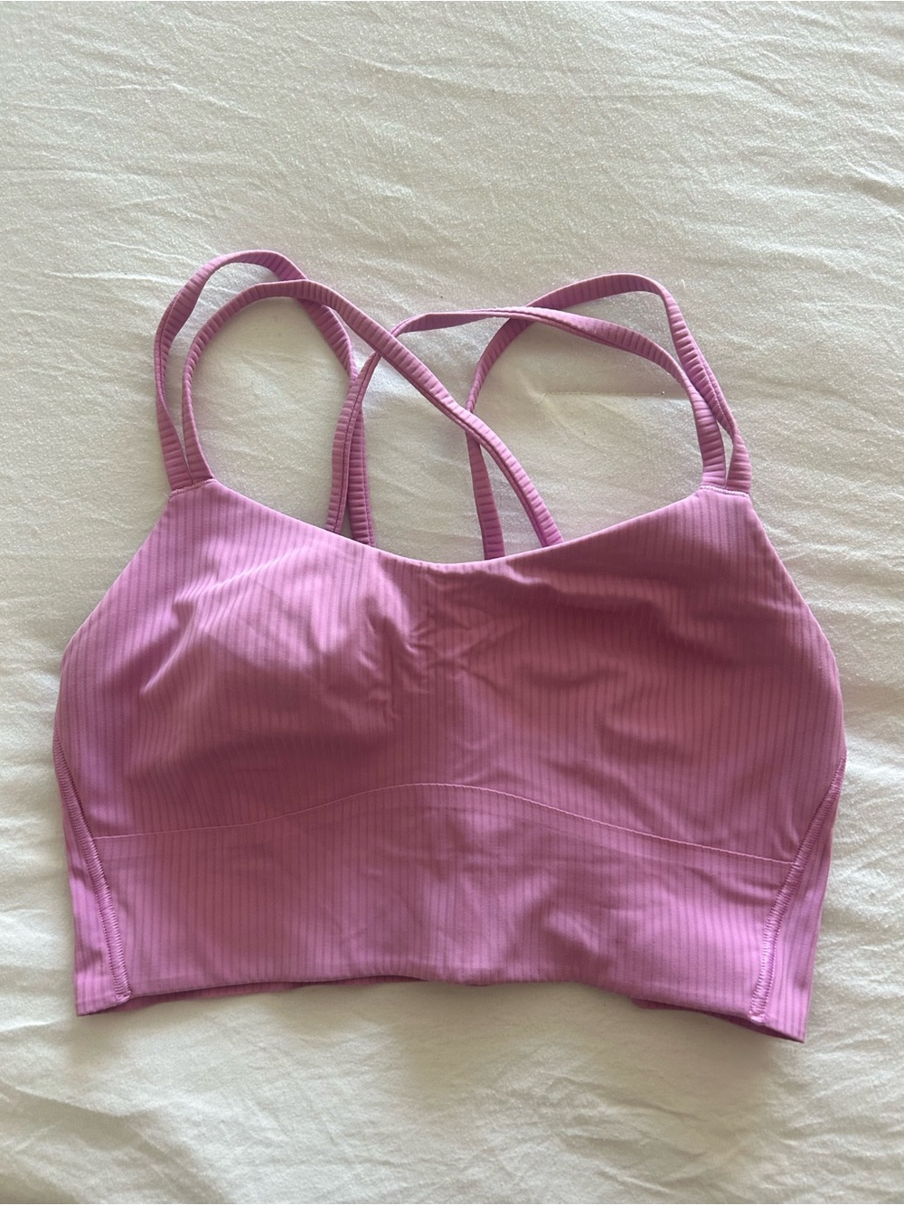 lululemon athletica Ribbed Strappy Sports Bralette in Light Pink